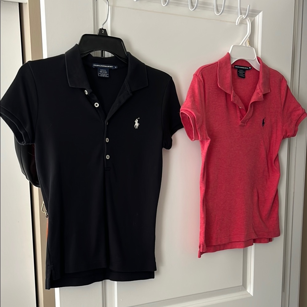 Ralph Lauren Sport Black S & Pink M logo polos slim fit